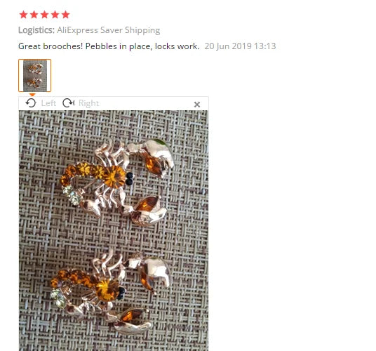 Decorative Imitated Rhinestone Garment Jewelry Brooch Bridal Wedding Imitated Crystal Animal Scorpion Brooch