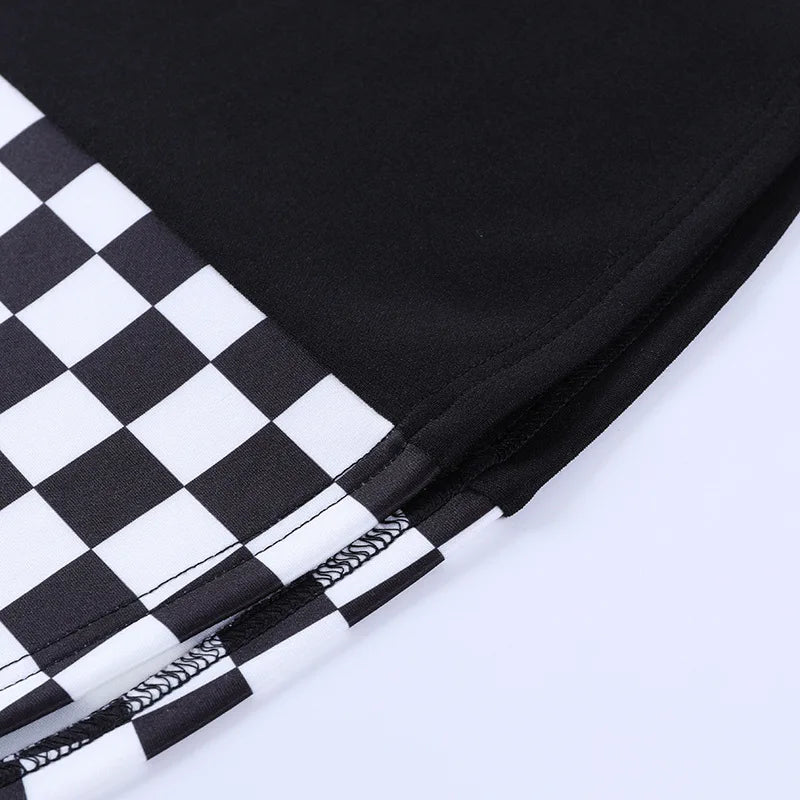 Y2k Skirt Harajuku Dark Girl Contrast Plaid Stitching Sexy High Waist Over In Summer Sexy Gothic Skirt