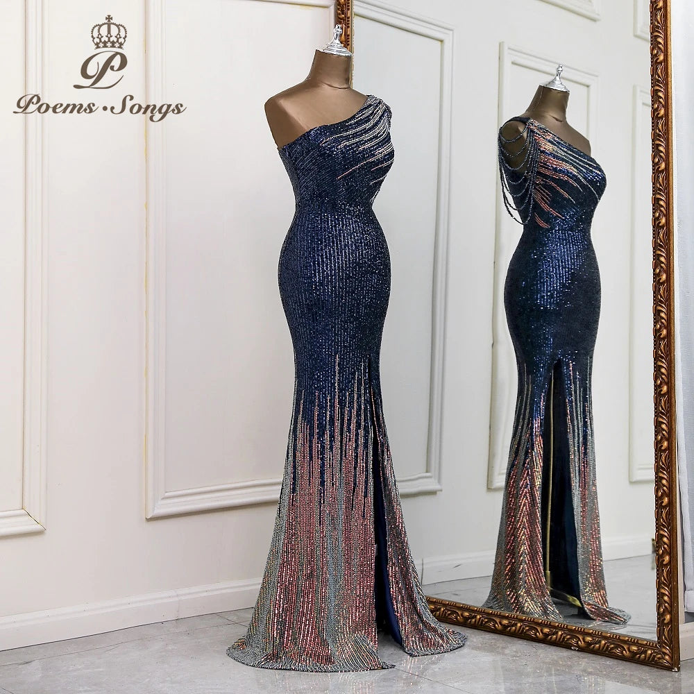 Sexy One shoulder style evening dresses prom dresses vestidos de fiesta robe de soiree de mariage party dresses women evening