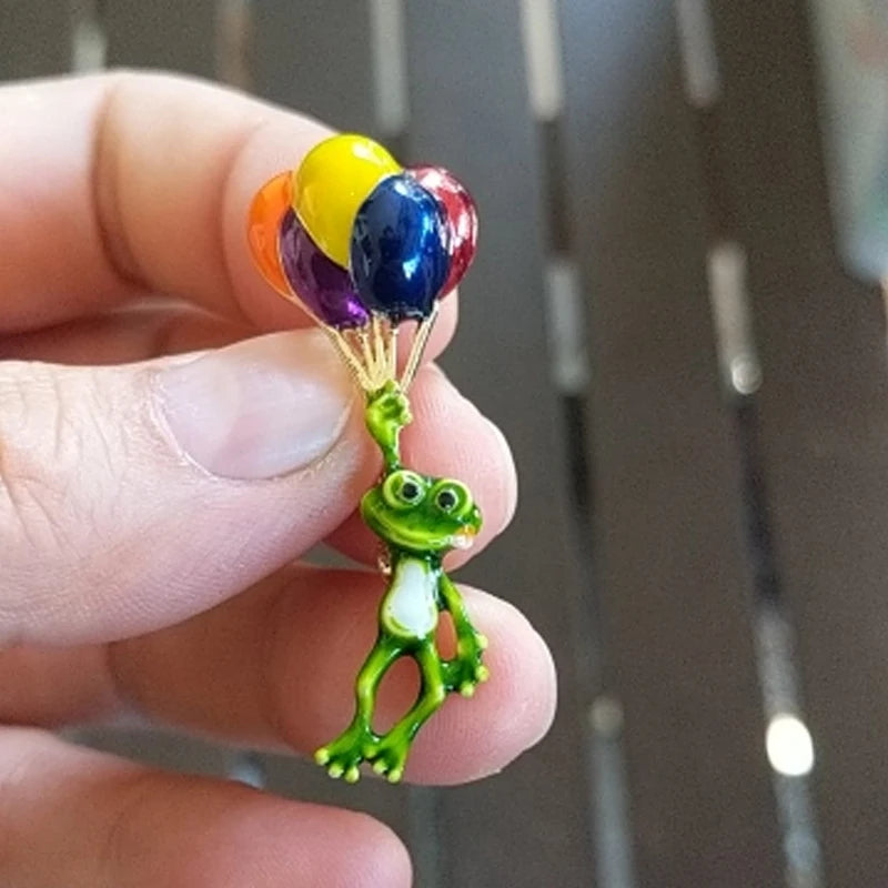 Funny Balloon Frog Brooches Animal Colorful Balloons Brooch Pins Woman Kids Party Jewelry Accessories Gifts