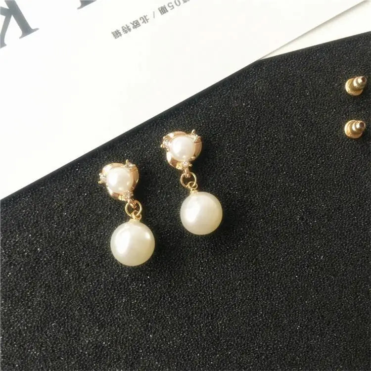 Best Selling Wild Fashion Simple Pearl Bean Earrings Style Women Girls Earrings Jewelry Wholesale Crystal Earrings Brincos