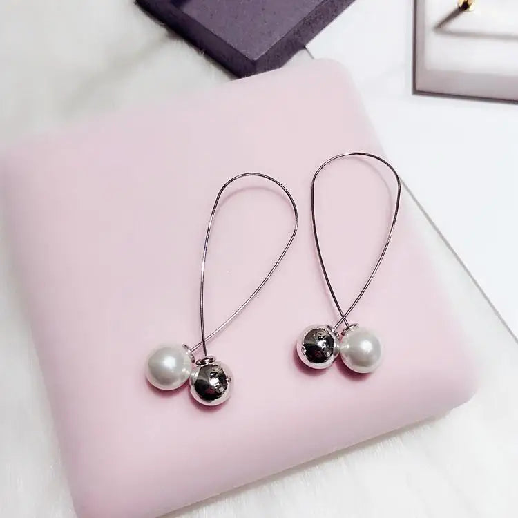 Best Selling Wild Fashion Simple Pearl Bean Earrings Style Women Girls Earrings Jewelry Wholesale Crystal Earrings Brincos