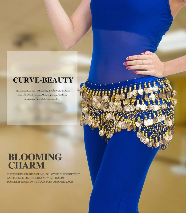 New Style Top Selling Belly Dance Waist Chain Hip Scarf Bellydance Coins Belt Dancing Waist Belt Dancer's Accessories