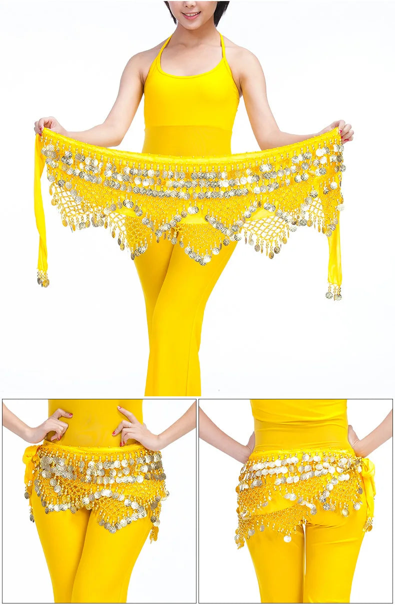 New Style Top Selling Belly Dance Waist Chain Hip Scarf Bellydance Coins Belt Dancing Waist Belt Dancer's Accessories