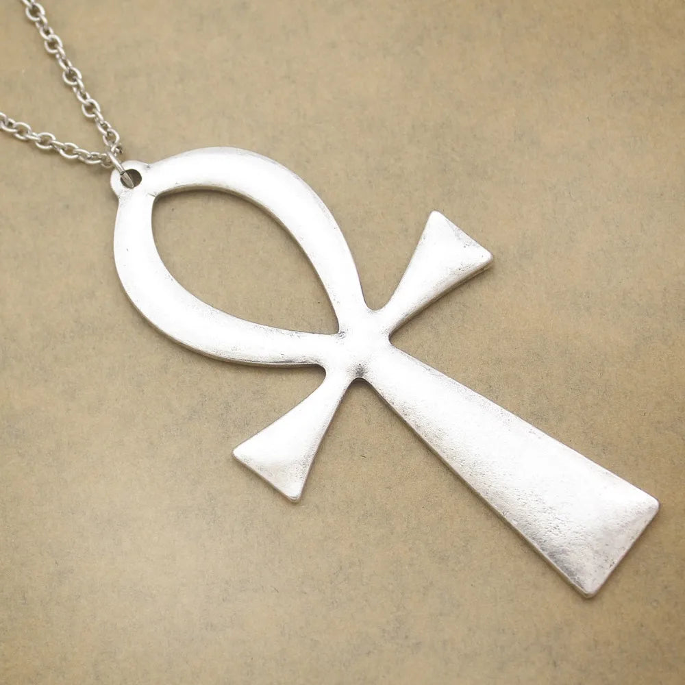 10x5cm Vintage Egyptian Life Big Ankh Cross Pendant Long Chain Necklace Fashion Jewelry Men and Women Accessories Dropshipping