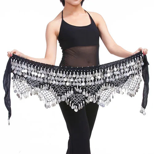 New Style Top Selling Belly Dance Waist Chain Hip Scarf Bellydance Coins Belt Dancing Waist Belt Dancer's Accessories