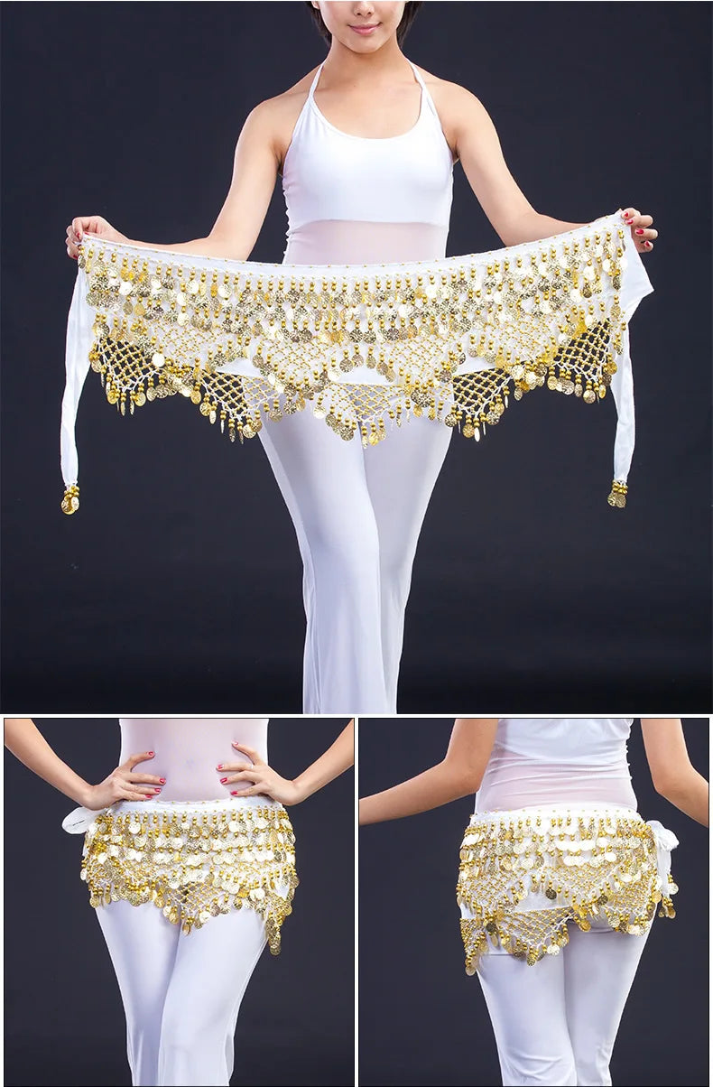 New Style Top Selling Belly Dance Waist Chain Hip Scarf Bellydance Coins Belt Dancing Waist Belt Dancer's Accessories