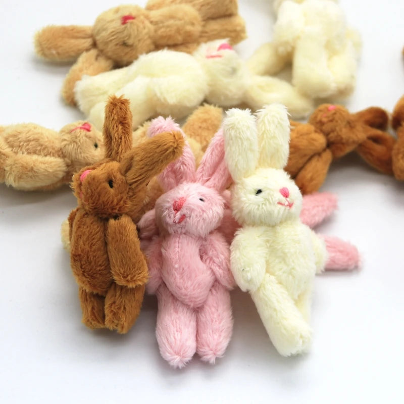 10個 ミニ 6cm ジョイント ウサギ 小さなぬいぐるみ 人形 衣類・ヘアアクセサリー 装飾 ぬいぐるみ 人形