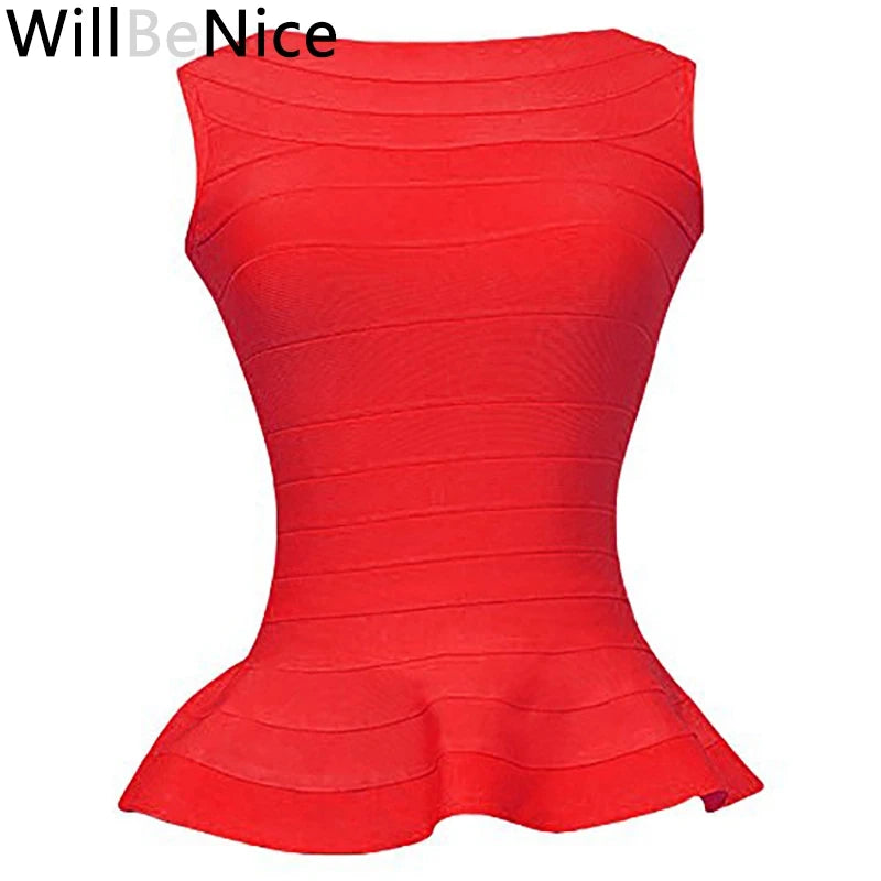 WillBeNice Quality Office Lady Fishtail White Bandage Crop Tops Tank Women Black Elastic Vest Luxury Sleeveless Bodyocn Camis