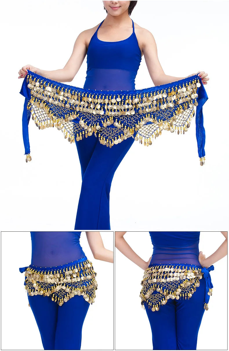 New Style Top Selling Belly Dance Waist Chain Hip Scarf Bellydance Coins Belt Dancing Waist Belt Dancer's Accessories