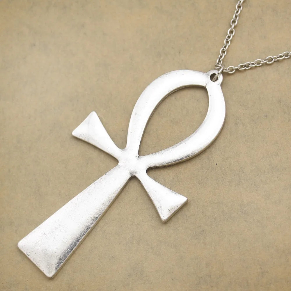 10x5cm Vintage Egyptian Life Big Ankh Cross Pendant Long Chain Necklace Fashion Jewelry Men and Women Accessories Dropshipping
