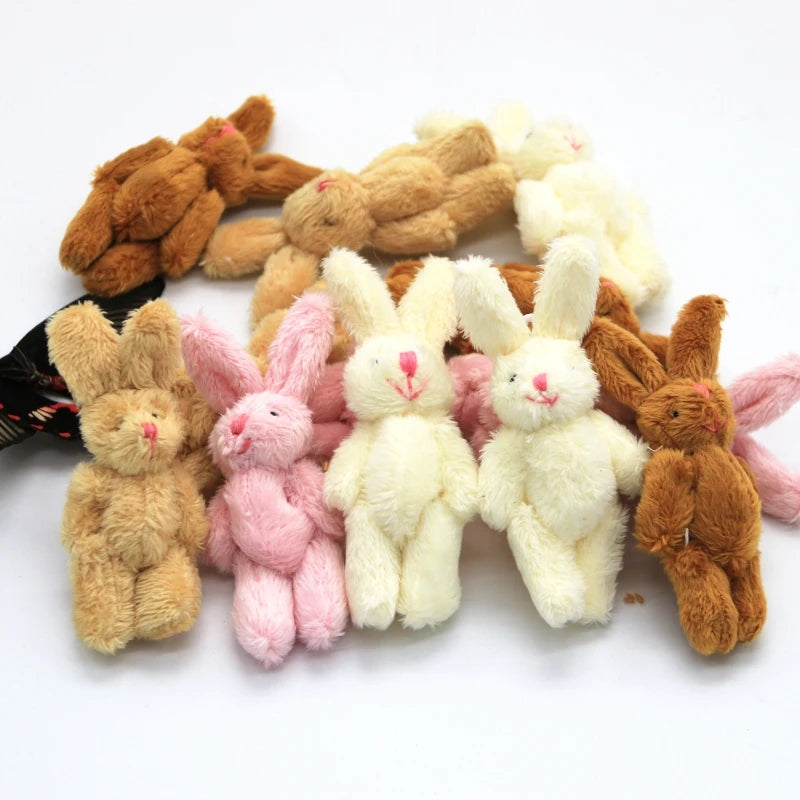 10個 ミニ 6cm ジョイント ウサギ 小さなぬいぐるみ 人形 衣類・ヘアアクセサリー 装飾 ぬいぐるみ 人形