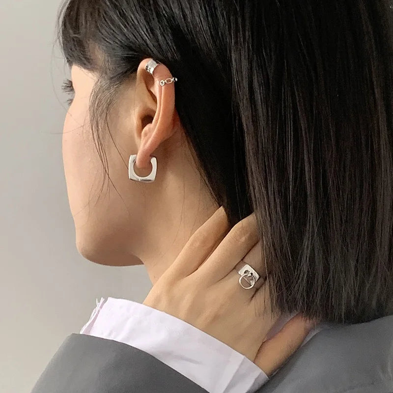 Simple Stud Earrings 2021 Trend Jewelry For Women Silver Color Water Drop Two Use Cute Korean Small Earring pendientes hombre