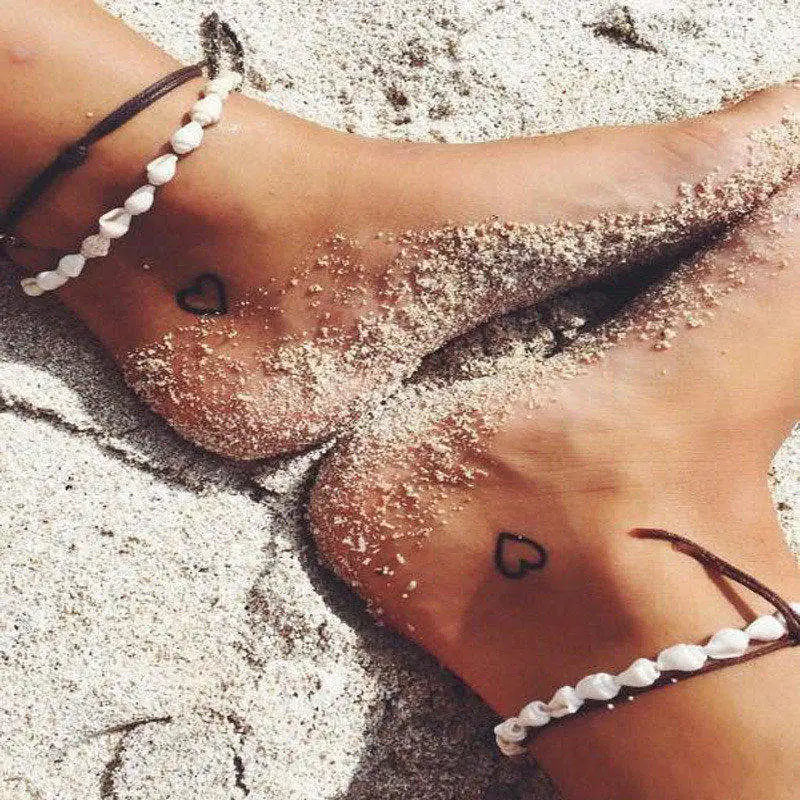2pcs Anklets Women Heart Ankle Bracelet Charm Beaded Dainty Foot Jewelry for Women and Teen Girls Summer Barefoot Beach