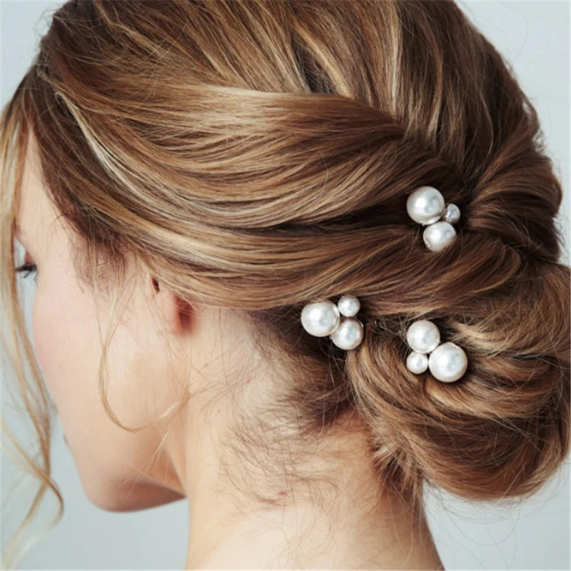 Bridal Wedding Hair Accessories Rhinestone Hair Pins Forks for Women Pearl Hairpins Bride Headpiece Party Jewelry Gift Dropship