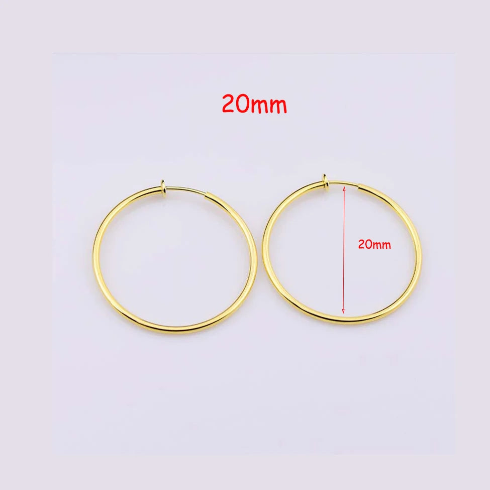 New Diameter 2/4/6cm Ear Clips Rings Punk Women Non-Pierced Hoop Earrings Houndstooth Goth Fake Clip-On Circle Earrings Jewelry
