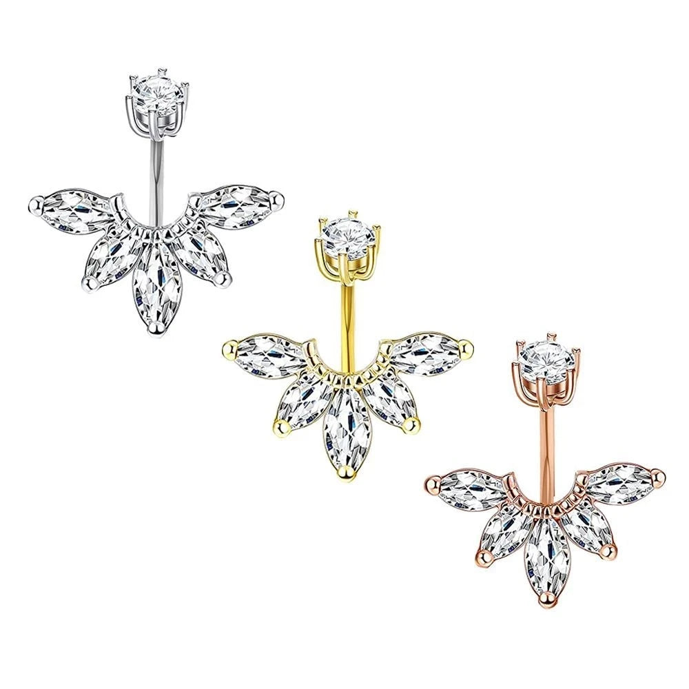 1PCS Crystal Belly Button Rings Surgical Steel Heart Navel Piercing Sexy Flower Belly Rings Body Piercing Ombligo Navel Rings