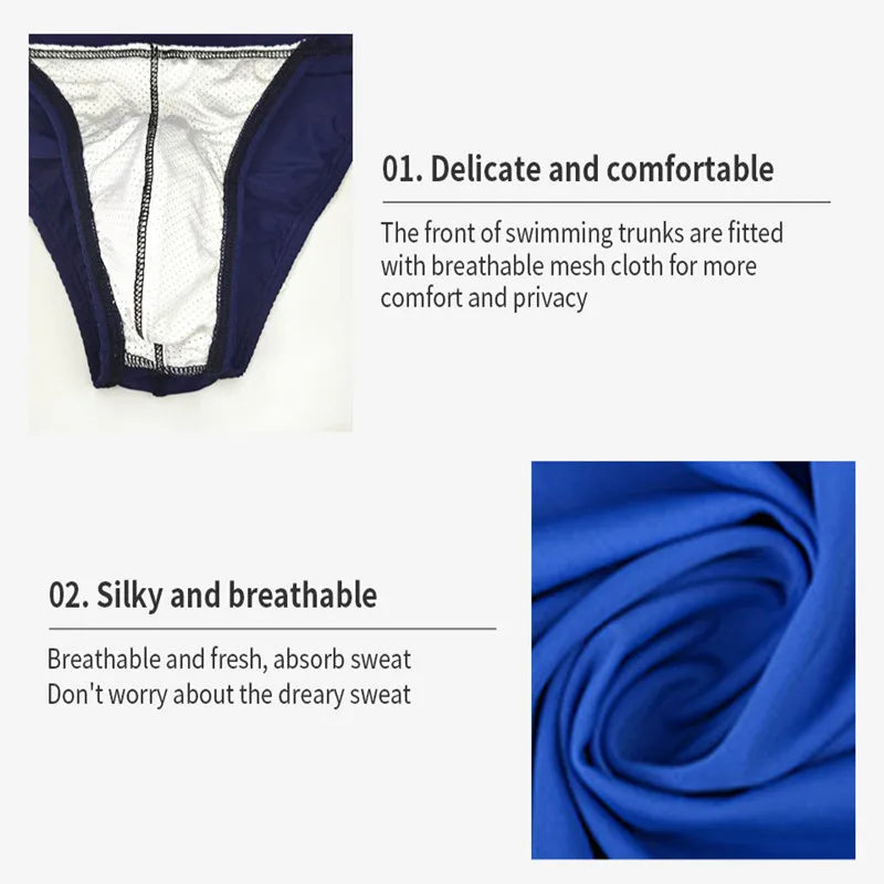 BOYTHOR Men's Swimming Briefs Patchwork Color Contrast Craft Lace-up Beach Swimming Briefs