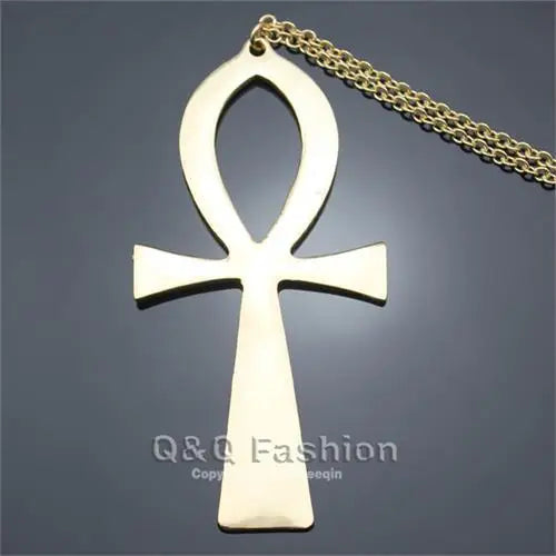 10x5cm Vintage Egyptian Life Big Ankh Cross Pendant Long Chain Necklace Fashion Jewelry Men and Women Accessories Dropshipping