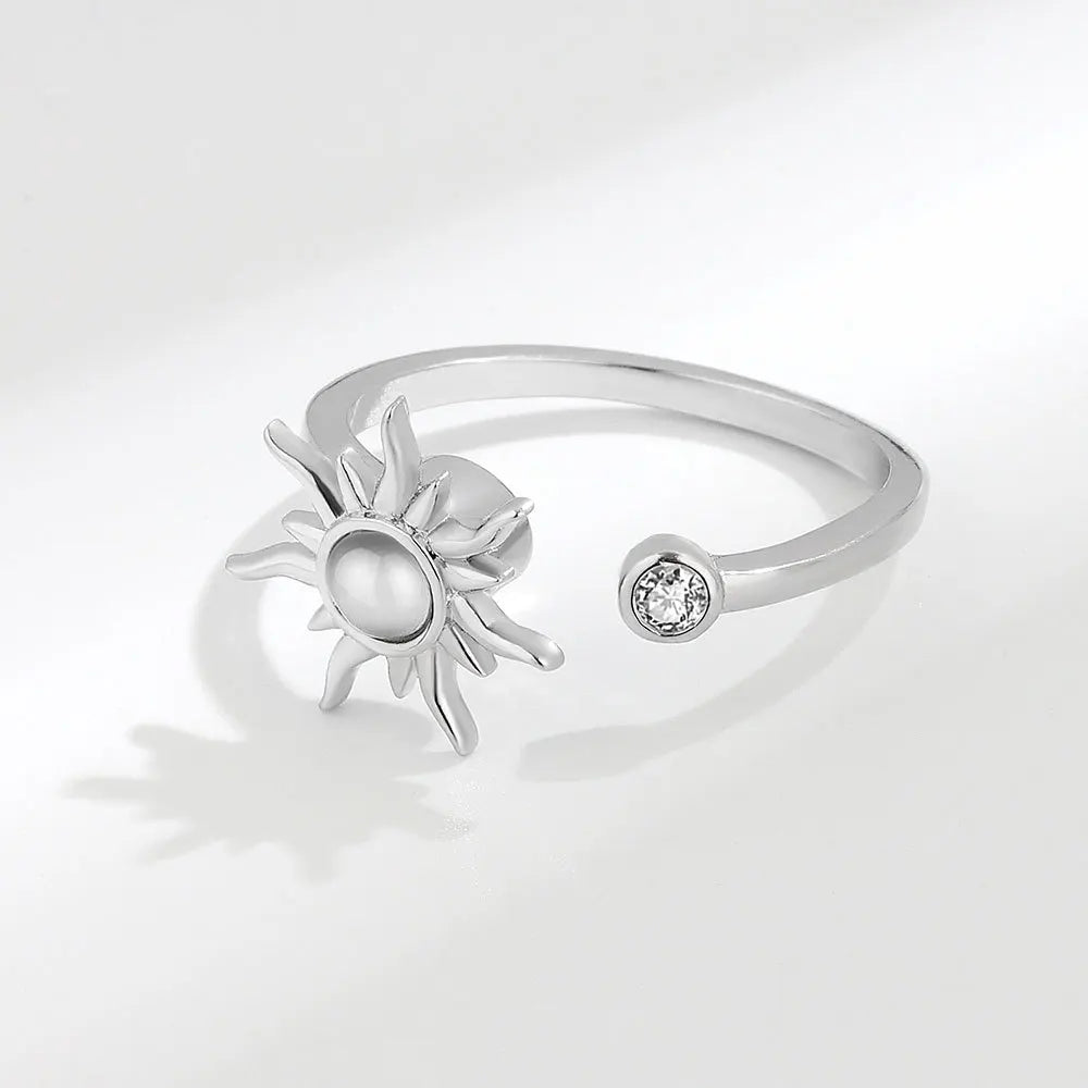 Anti Stress Anxiety Fidget Rings for Women Satinless Steel Spinner Sunflower Sun Star Ring Trendy Jewelry Gift Dropshipping