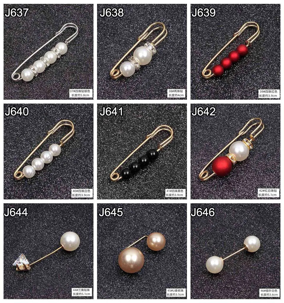 Lapel Pin Women Simulated-Pearl Pendant Pins Crystal Rhinestone Brooch For Woman Scarf Buckle Clips Hat Clothes Multipurpose Pin