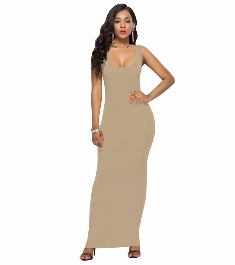 Sexy Summer Tank Women Dress 2023 Fashion Sleeveless Bodycon Evening Party Club Long Dresses Women Clothes Plus Size Femme Robe
