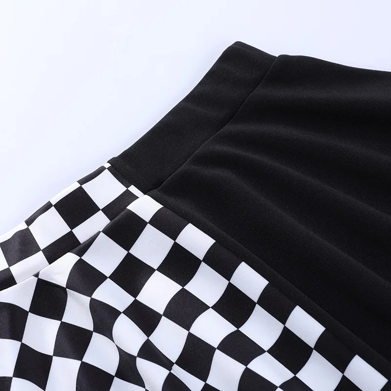 Y2k Skirt Harajuku Dark Girl Contrast Plaid Stitching Sexy High Waist Over In Summer Sexy Gothic Skirt