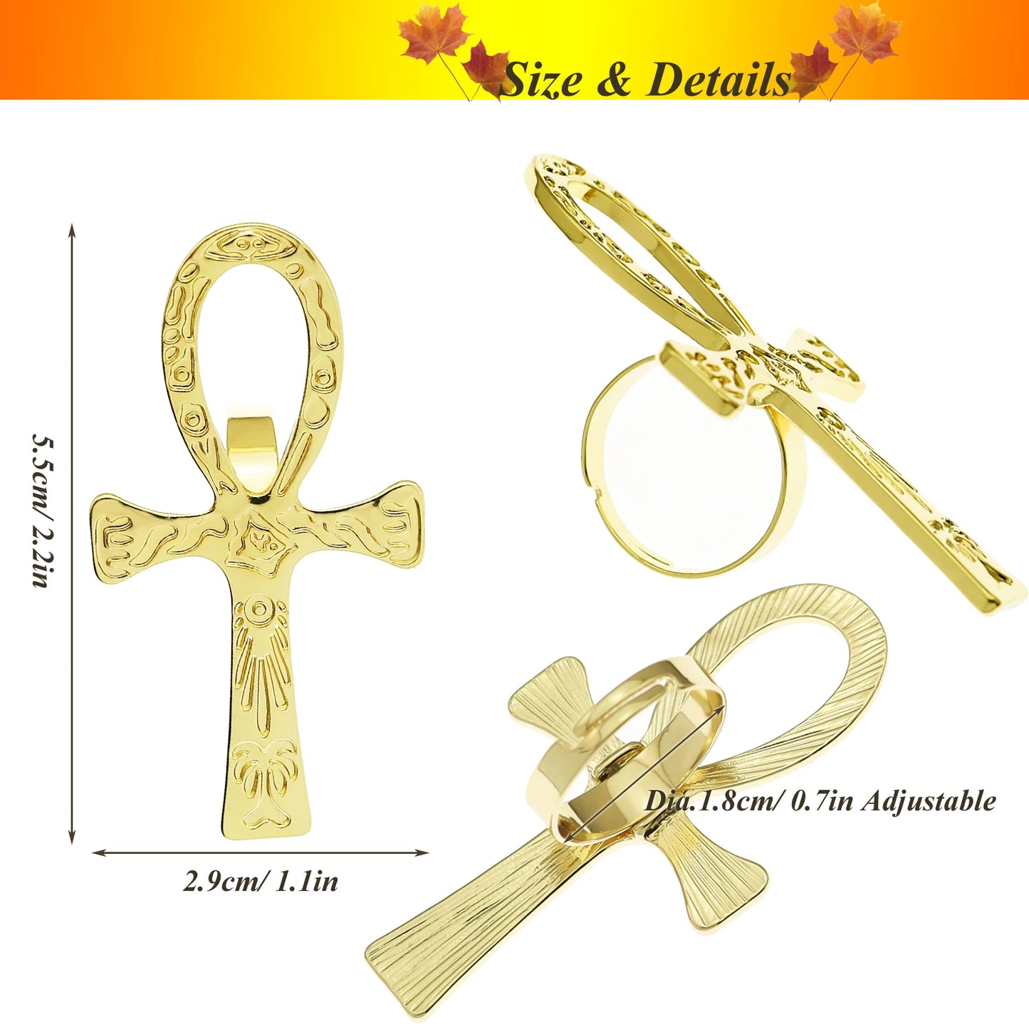 10x5cm Vintage Egyptian Life Big Ankh Cross Pendant Long Chain Necklace Fashion Jewelry Men and Women Accessories Dropshipping