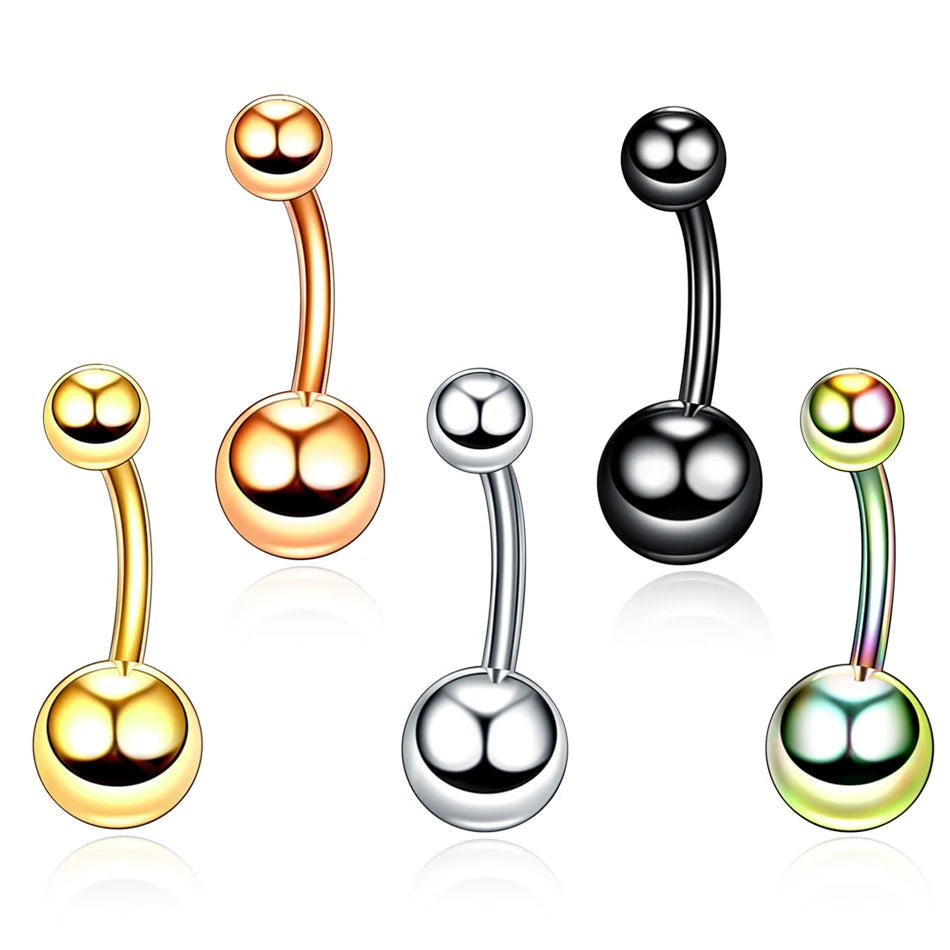 1PC 14G Belly Button Ring Navel Nombril Piercings Surgical Steel Ear Rings CZ Body Piercing Jewelry 10mm Bar For Women Piercings