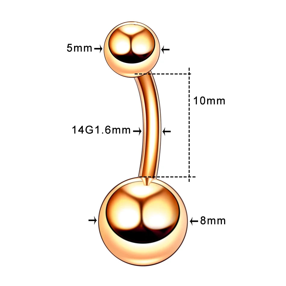 1PC 14G Belly Button Ring Navel Nombril Piercings Surgical Steel Ear Rings CZ Body Piercing Jewelry 10mm Bar For Women Piercings