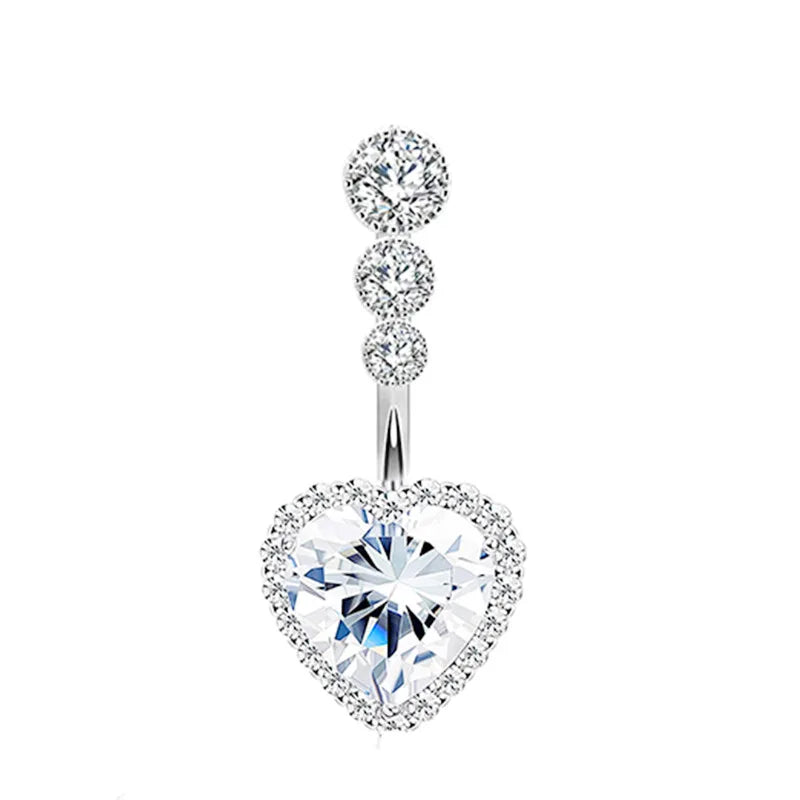1PCS Crystal Belly Button Rings Surgical Steel Heart Navel Piercing Sexy Flower Belly Rings Body Piercing Ombligo Navel Rings