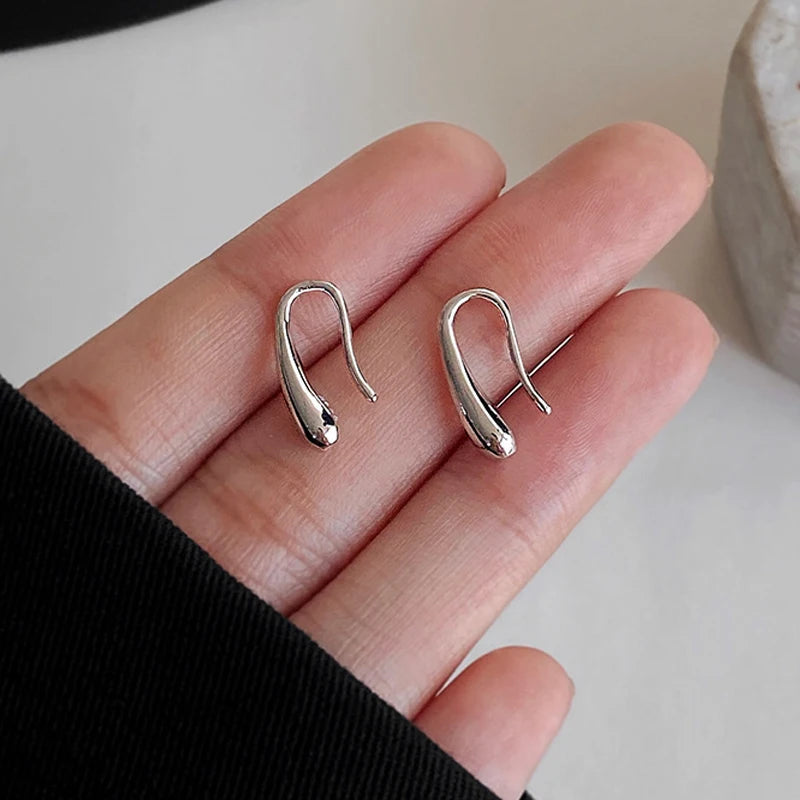 925 Sterling Silver Water Drop Shape Earrings for Women Simple Temperament Ins Retro Jewelry Party Birthday Gifts