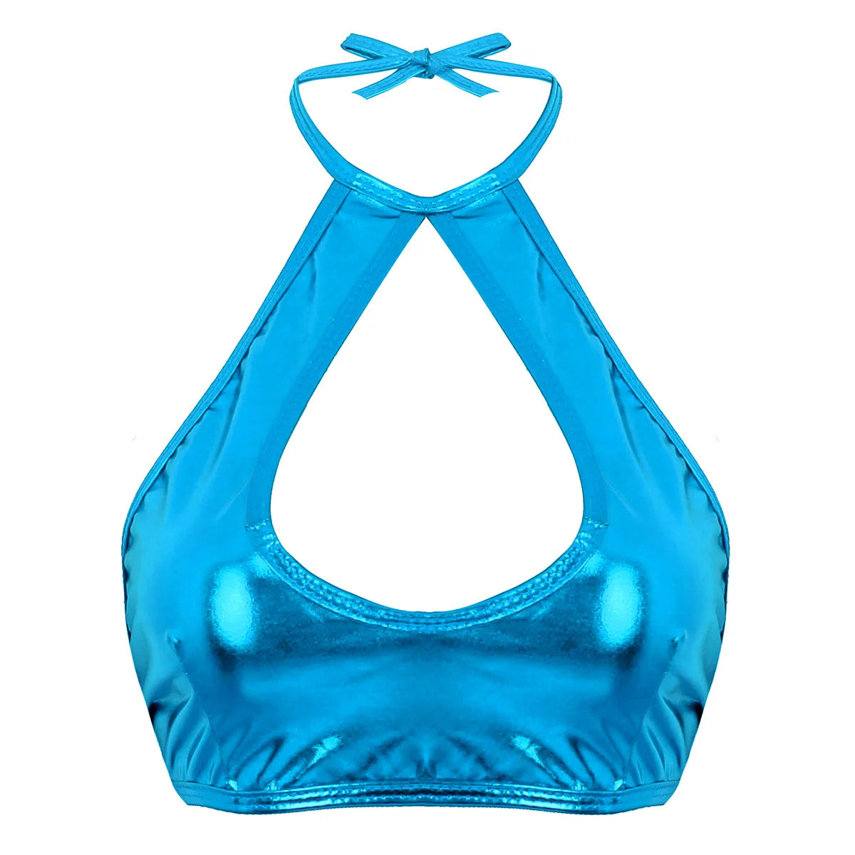 Women Summer Streetwear Halter Strappy Cropped Tops Vest Low Cut Camisole Rave Party Disco Nightclub Pole Dance Costume Sexy