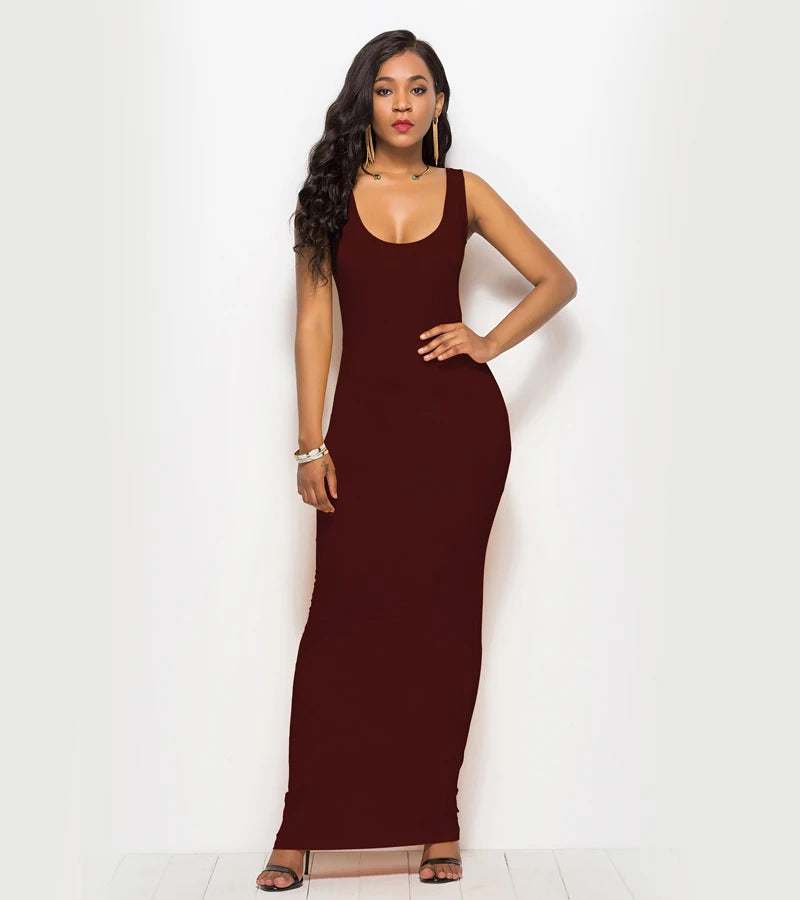 Sexy Summer Tank Women Dress 2023 Fashion Sleeveless Bodycon Evening Party Club Long Dresses Women Clothes Plus Size Femme Robe