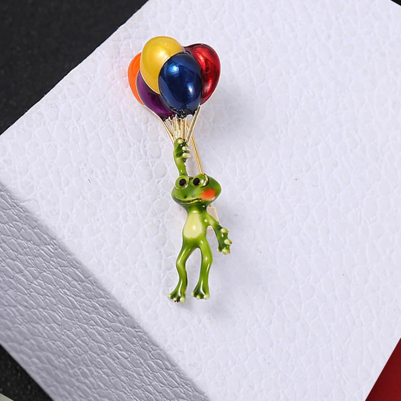 Funny Balloon Frog Brooches Animal Colorful Balloons Brooch Pins Woman Kids Party Jewelry Accessories Gifts