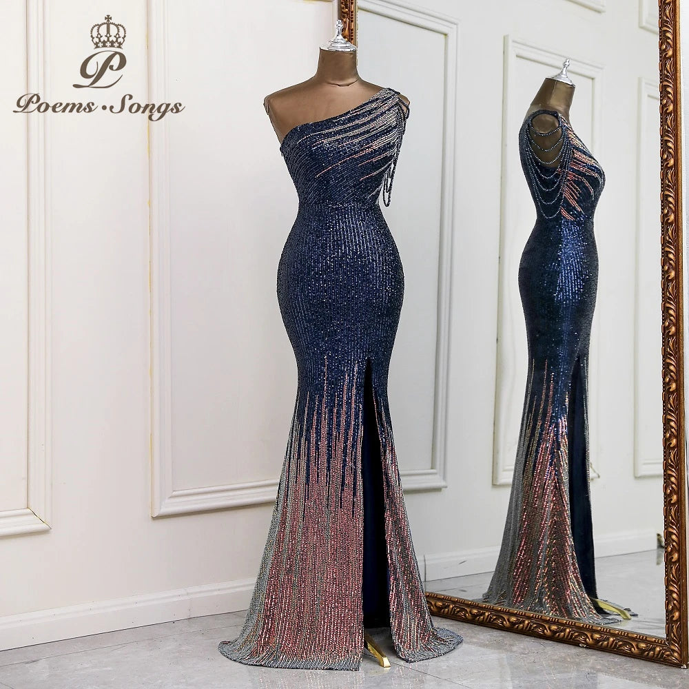Sexy One shoulder style evening dresses prom dresses vestidos de fiesta robe de soiree de mariage party dresses women evening