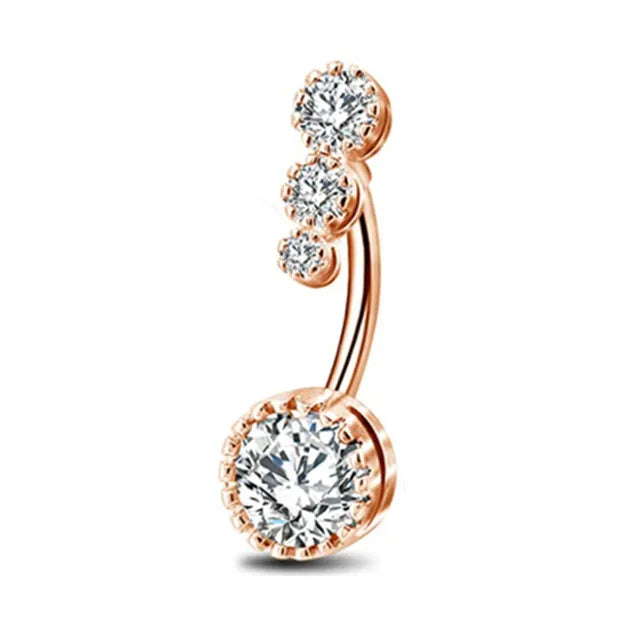1PCS Crystal Belly Button Rings Surgical Steel Heart Navel Piercing Sexy Flower Belly Rings Body Piercing Ombligo Navel Rings
