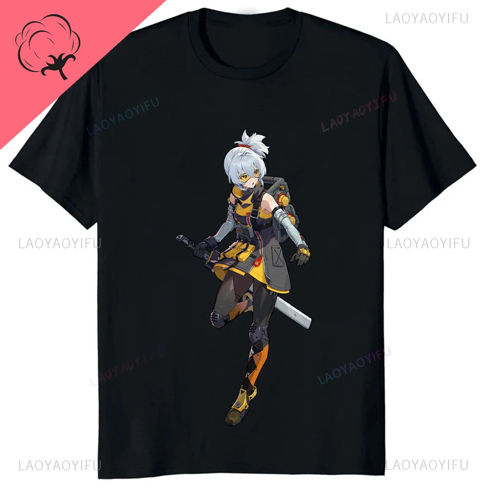 Kawaii Zenless Zone Zero T-Shirt ACG ARPG Game Fans Cosplay Graphic T Shirt Cotton Casual Fashion Streetwear Man Women Tshirt