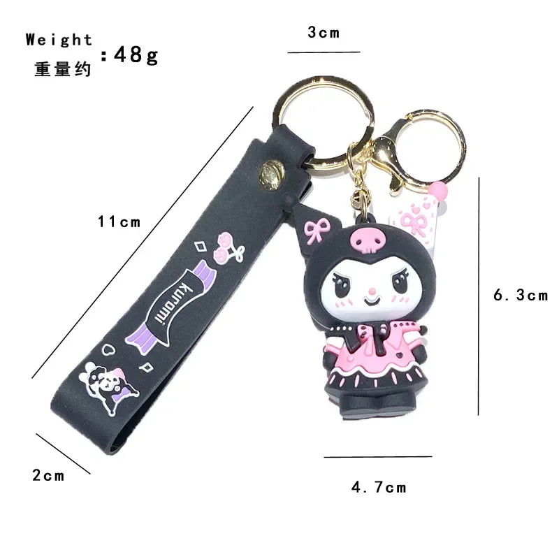 Kawaii Sanrio Hello Kitty Keychain My Melody Kuromi Cinnamoroll Pompom Purin Pendant Keyring Cute Littletwinstars Keychains Toys