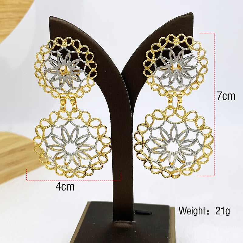 Women Earrings Luxury Design Big Drop Earrings Two Tone Fashion Jewelry Wedding Party Gift Trending