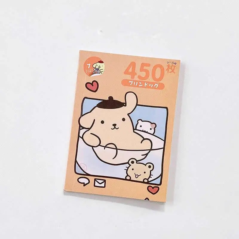 450Pcs/Book Sanrio Stickers Melody Cartoon Kuromi Hello Kitty Cinnamoroll Hand Acount Decorative Sticker Girls Gift Kids Toys