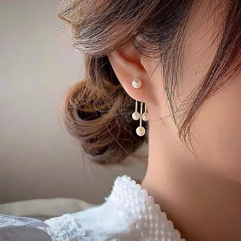 925 Silver Needle Korean Fashion Tassel Pearl Earrings For Women Jewelry 2025 Trending New Vintage Women's Pearl Drop Earrings
