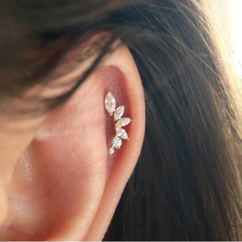 Aide 925 Sterling Silver 1pc Geometry Multi Piercing Stud Earrings For Women K Gold Simple Elegant Tassel Jewelry Gift Pendiente