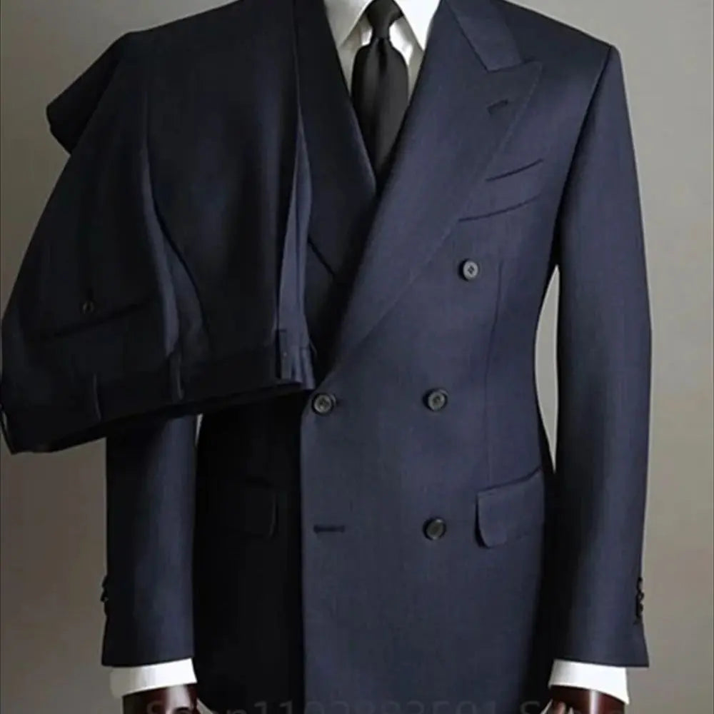 2 Pieces Tuxedo Fashion Blazer Pants Men Suits Double Breasted Buttons Peaked Lapel Formal Party Wedding Groom Tuxedo