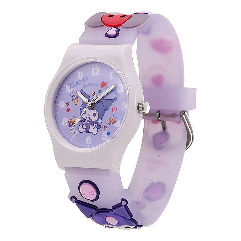Sanrio Hello Kitty Children Wrist Watch Kuromi Cinnamoroll My Melody Kawaii Waterproof Silica Gel Chronograph Watch Student Gift