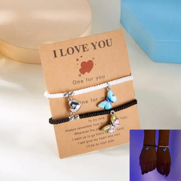 Romantic Luminous Sun Moon Couple Bracelets for Women Men Handmade Braided Rope Matching Bracelet Valentine's Day Jewelry Gifts