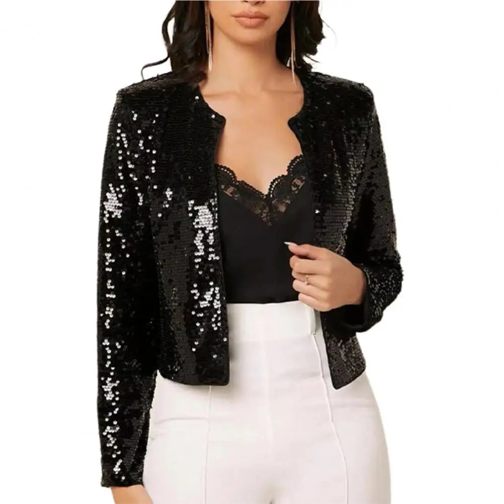 Glitter Sequin Jacket Autumn Sequins Golden Loose Jacket For Women Long Sleeve Casual Jacket Female Fashion Coats Women Jackets