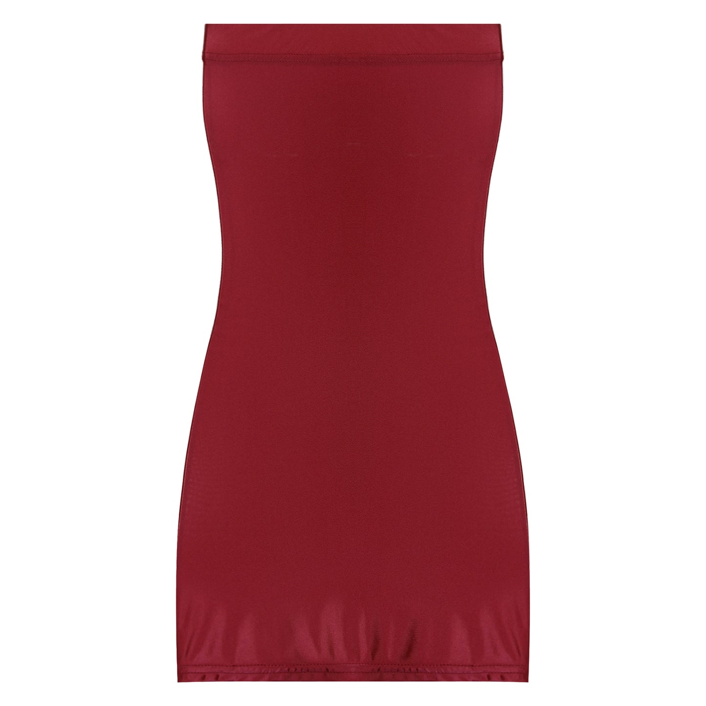 Sexy Women Oil Glossy Sheer Bodycon Dress Females See Through Strapless Pencil Dress Smooth Tight Mini Dress Clubwear