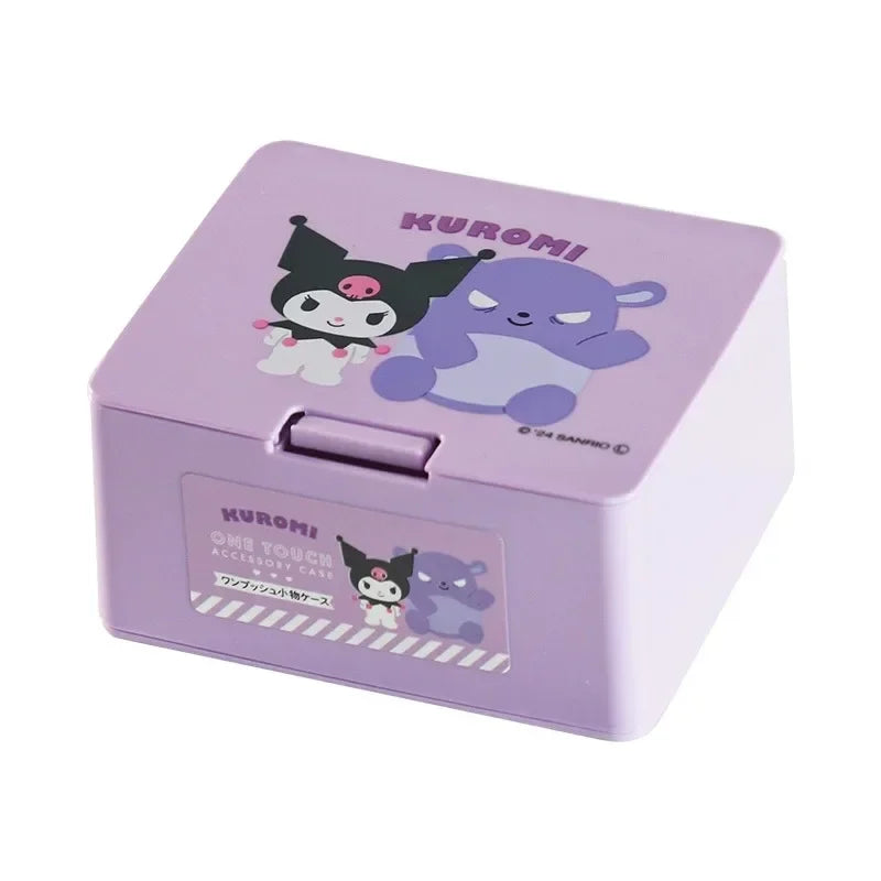 Sanrio Anime Hello Kitty Press Box Cute Cartoon Cinnamonroll Girl Lipstick Cosmetics Storage Box Desktop Item Storage Box