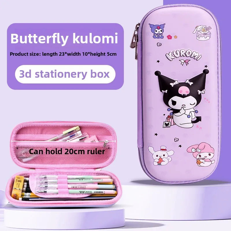 Kuromi & Cinnamoroll Pencil Case, Durable, 3D Stereoscopic Large Capacity Stationery Case Waterproof Drop Pencil Case